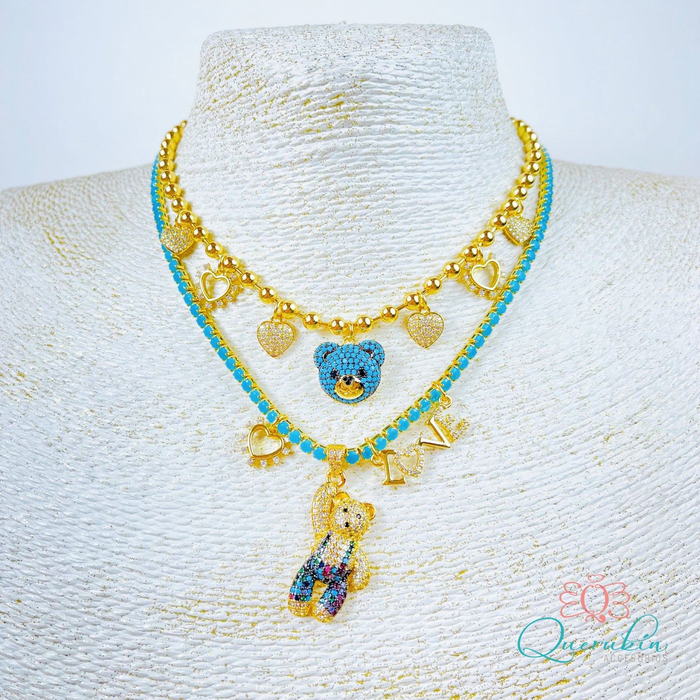 Collar Oso Turquesa