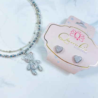 Choker Oso Corbata Plateado