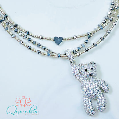 Choker Oso Mano Plateado