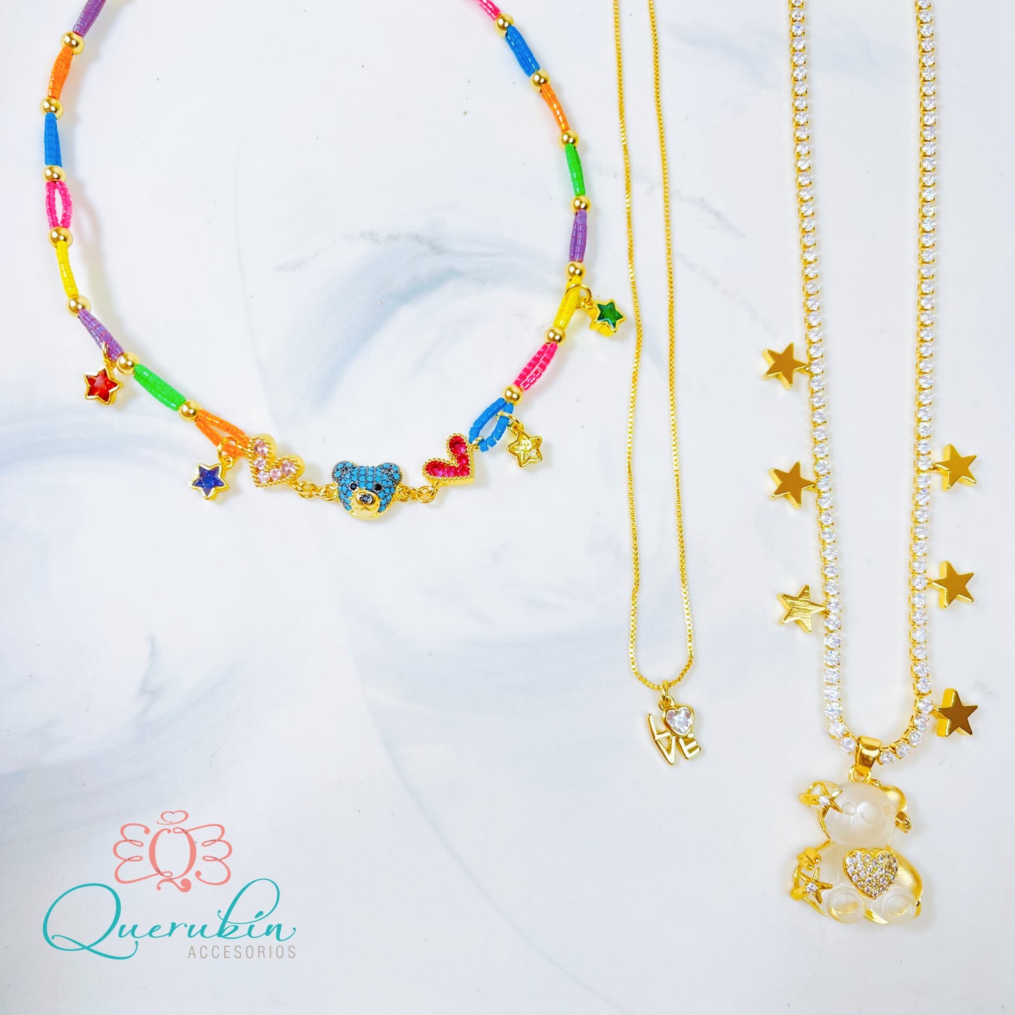 Collar Strass Estrellas Colores