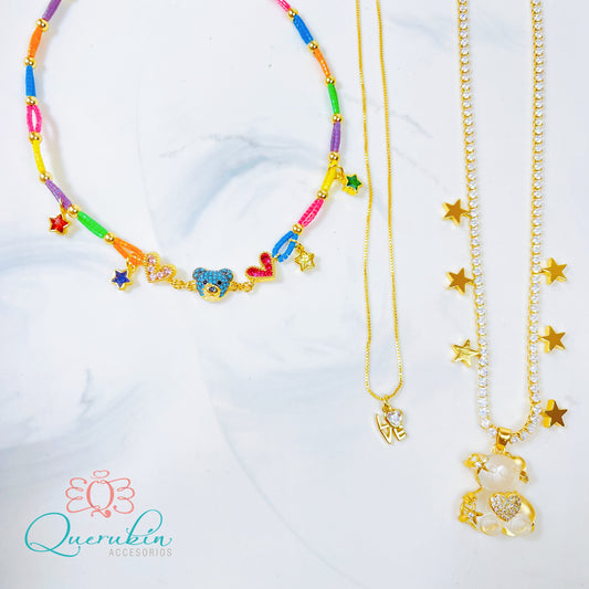 Collar Strass Estrellas Colores