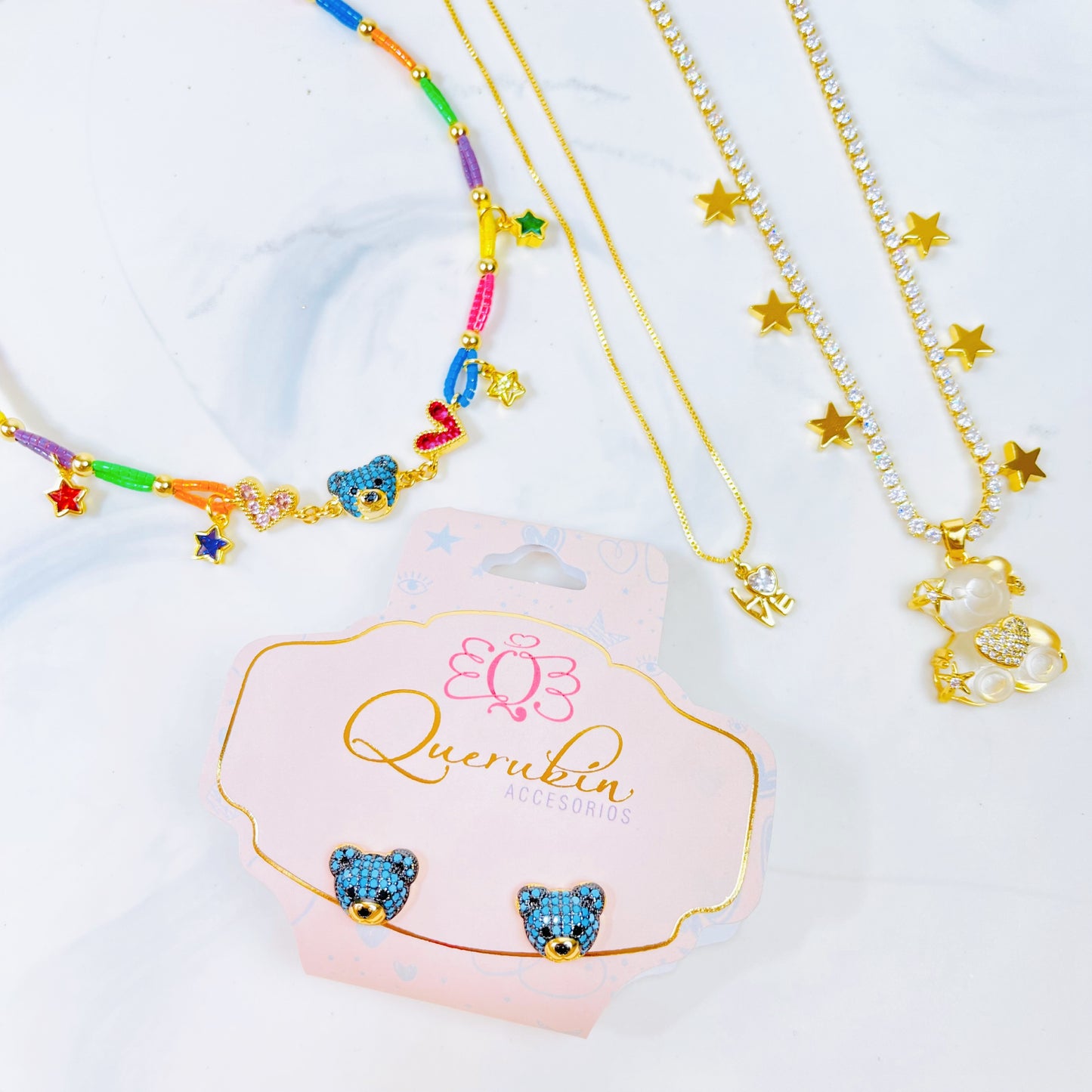 Collar Strass Estrellas Colores