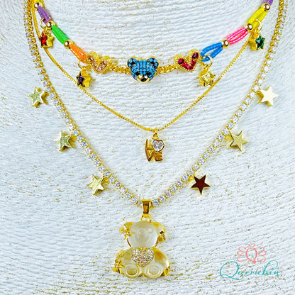 Collar Strass Estrellas Colores