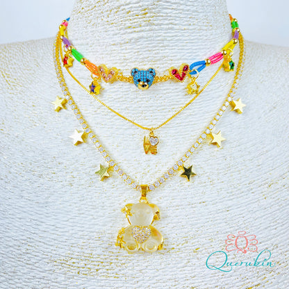 Collar Strass Estrellas Colores