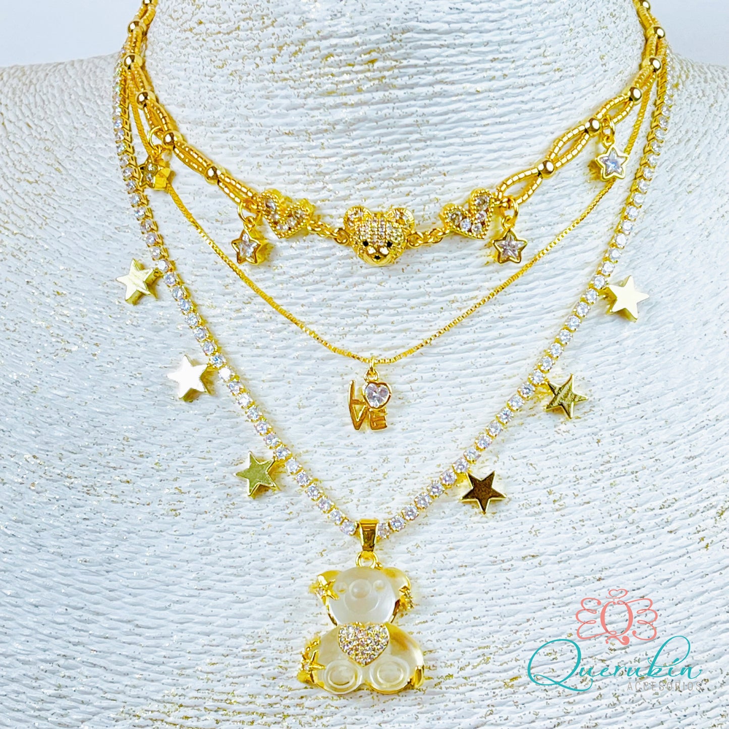 Collar Strass Estrellas Dorado