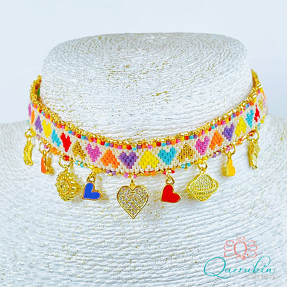 Choker Corazones de Colores