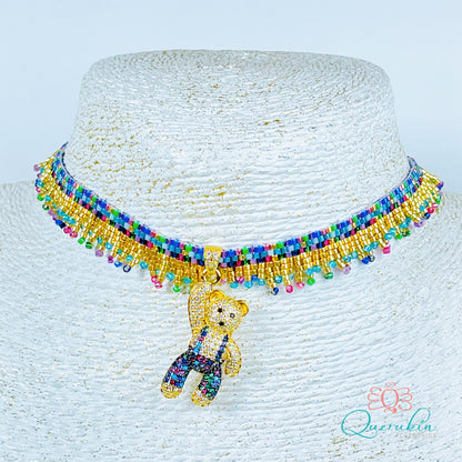 Choker Oso Turquesa Mix