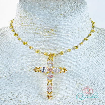 Choker Cruz Circón Plateado