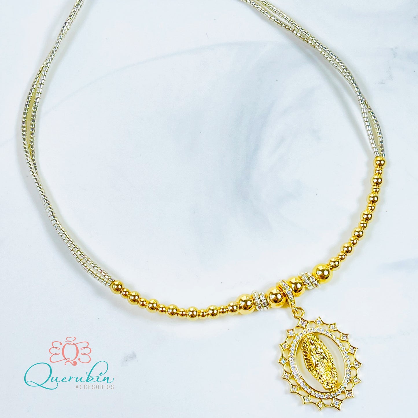 Choker Virgen Guadalupe Plateado