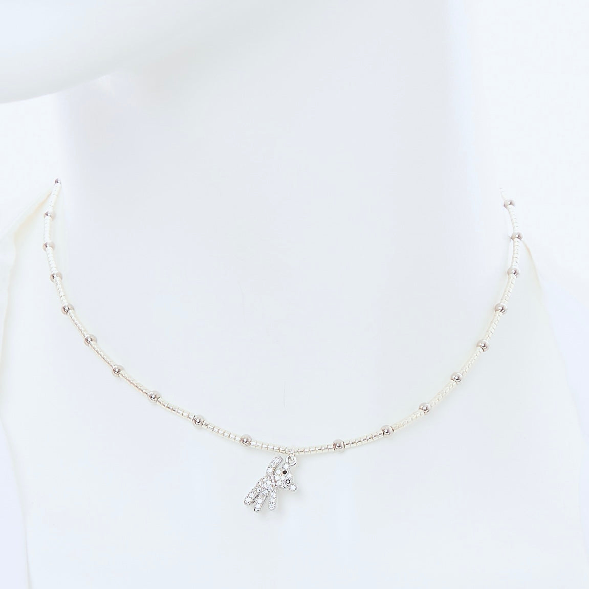 Choker Oso Mini Plateado