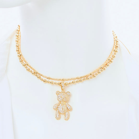 Choker Oso Corbata Dorado